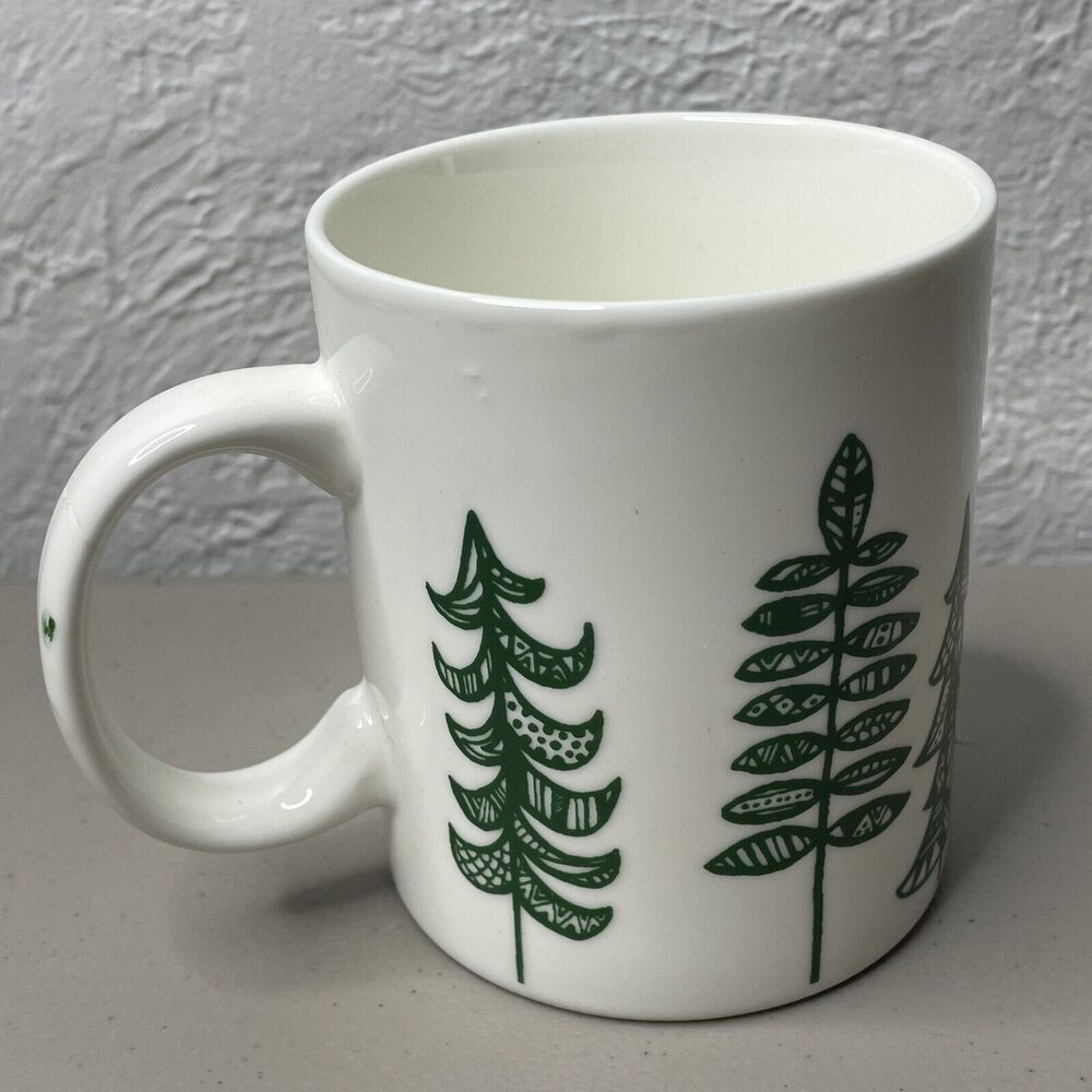 Starbucks Mug White‎ Green Trees Holiday Christmas Coffee Tea Cup - Picture 3 of 6
